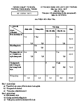 Đề thi học sinh giỏi lớp 9 cấp trường năm học 2016 - 2017 môn thi Toán